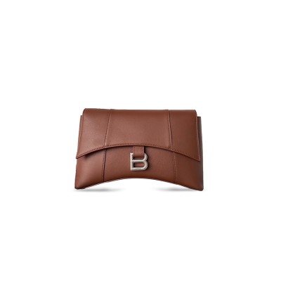 BALENCIAGA SMALL DOWN TOWN SHOULDER BAG IN BROWN 6164461SXHY3000 (25.4*16*8.4cm)